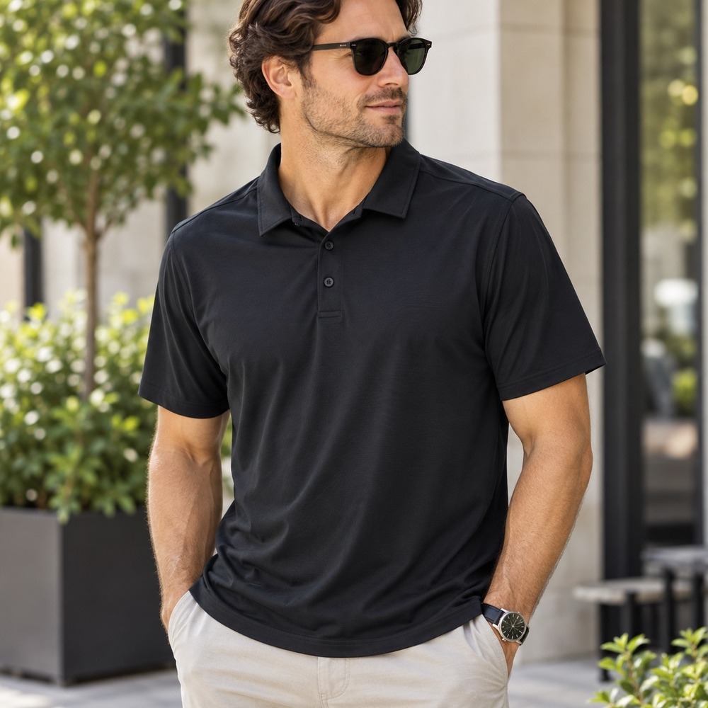 Lululemon Mens XL Black Polo Shirt Metal Vent Tech Stretch Golf LM3CY5S